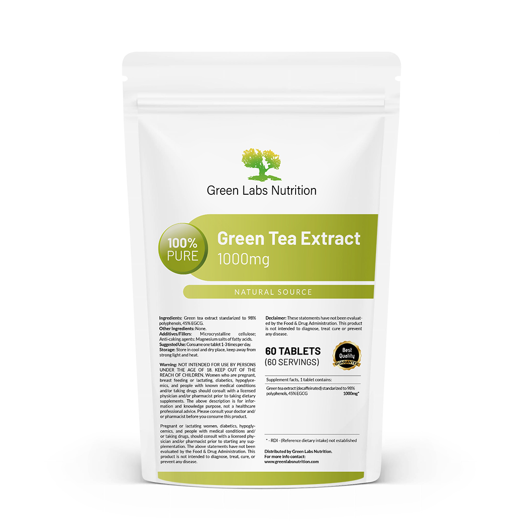 Estratto Di Tè Verde In Compresse Everest Nutrition – 1000 Mg, 98% Polifenoli, 45% EGCG – Metabolismo
